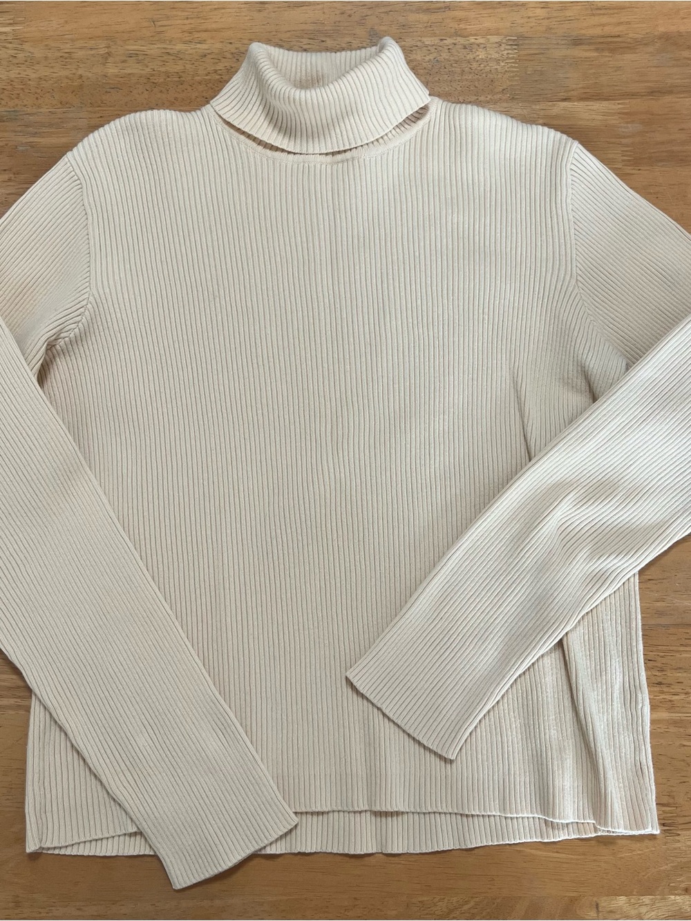 LOFT Cream Ribbed Turtleneck Sweater